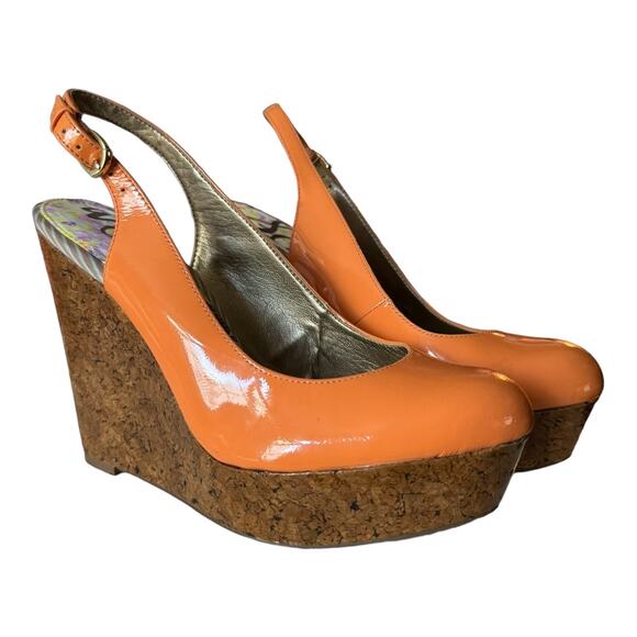 Sam Edelman Mallory Cork Wedge orange slingback size 7.5 - Picture 4 of 13